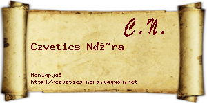 Czvetics Nóra névjegykártya
